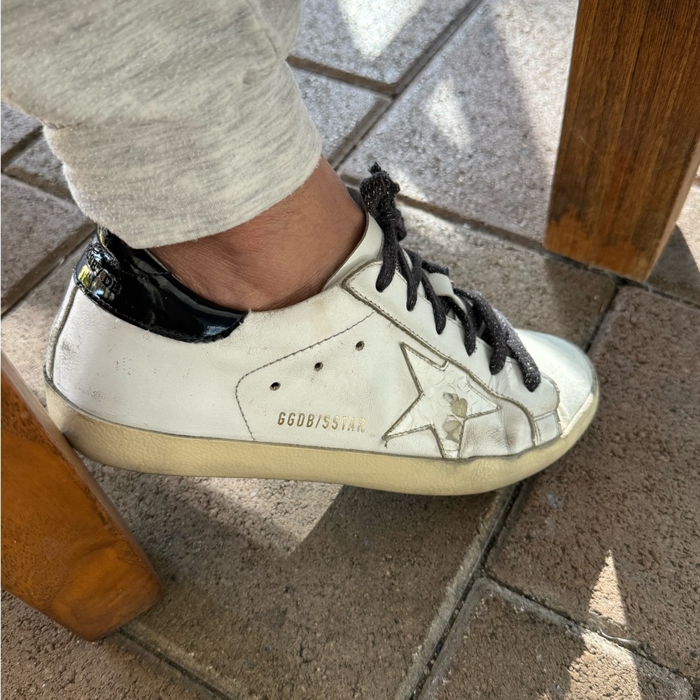 GOLDEN GOOSE Superstar Crocodile Star White Leather Sneakers